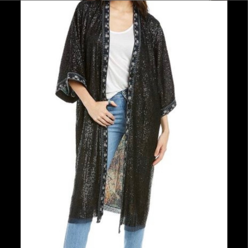 Johnny Was Sequin kimono with beautiful silk lining. Brand new.